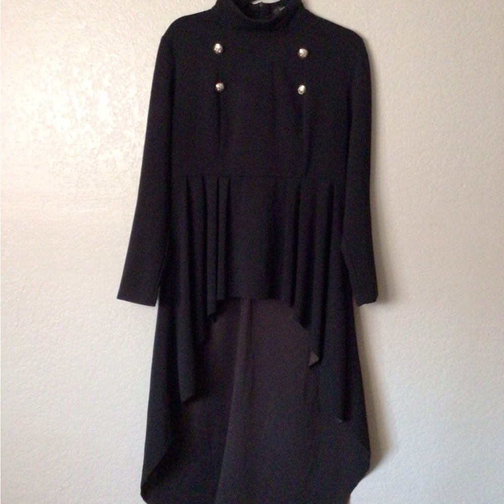 SHEIN Black Long Sleeve High-Low Dress